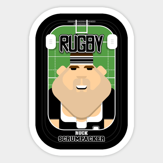 Rugby Black - Ruck Scrumpacker - Bob version Sticker by Boxedspapercrafts